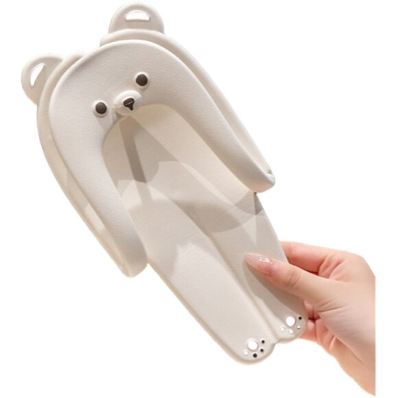 Couple'sPortable Cute Bear Flip Flops, Quick Dry Shower ~Travel Essentials~WHITE - Picture 4 of 6